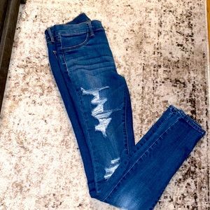 PACSUN SUPER STRETCH DISTRESSED SKINNY JEGGINGS